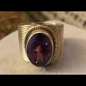 Used size 7 Amethyst ring set in sterling silver